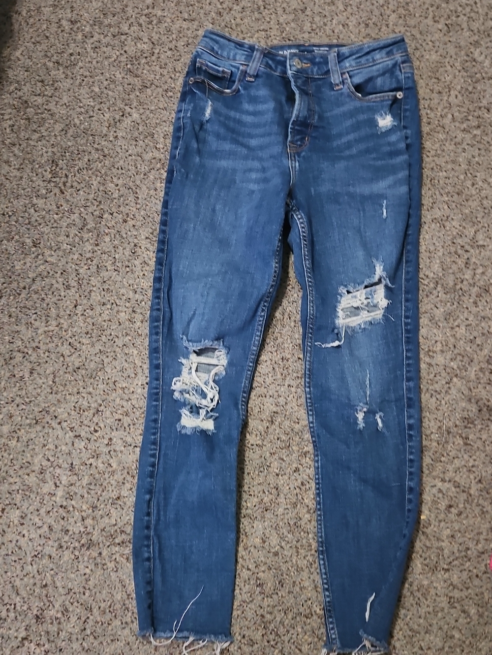 Old Navy Dark Blue Distressed Skinny Jeans